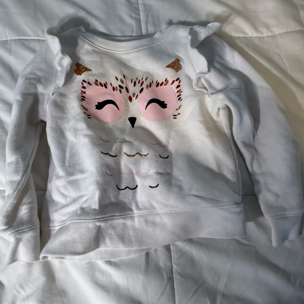 Jumping Bean Owl Ruffle Glitter Fleece Sweatshirt Girls